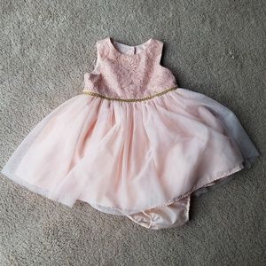 Mia & Mimi blush pink lace and gold dress